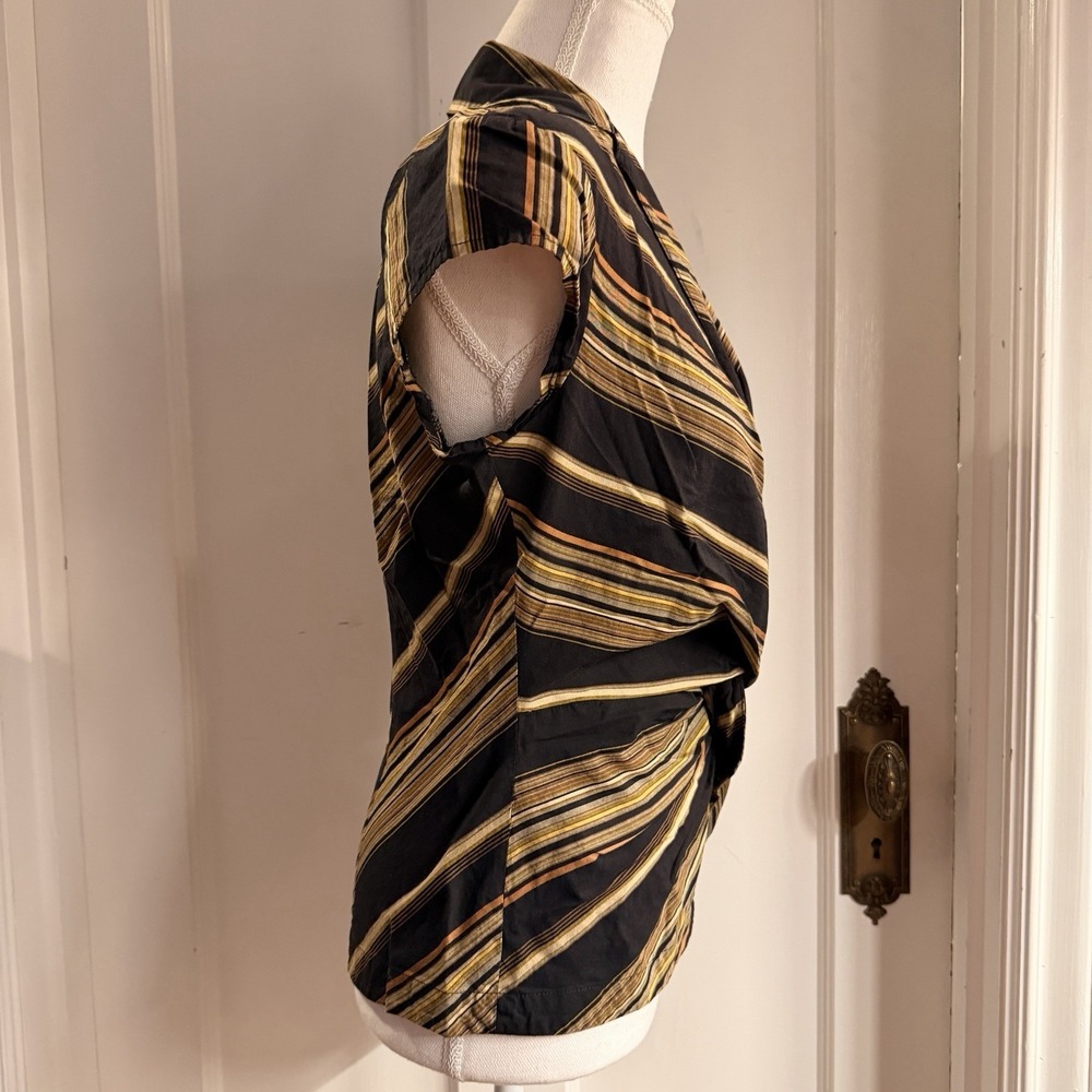 Kenneth Cole VTG Women's Y2K Chevron Print Cotton Blouse Size 8 - Picture 2 of 7